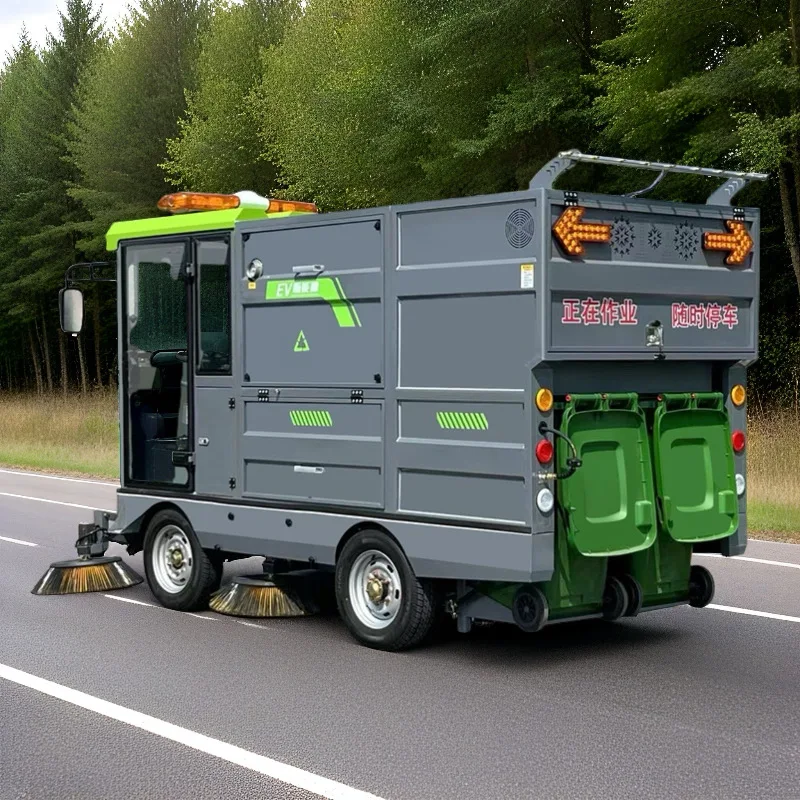 Elektrische Kehrmaschine Fabrik Eigentum Hygiene Straßenkehrmaschine Doppelt hängender Eimer Outdoor Straßenkehrmaschine Image