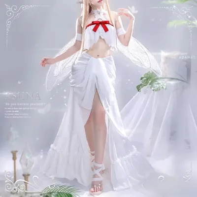 Yuuki Asunas Cosplay Schwert Artonline Anime Weißes Langes Kleid Gefängnisuniform Feen Goblin Königin Sut Pure lust Frauen Vorverkauf Image