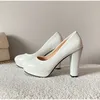 Neue High Heels Schuhe Frauen Weiß Hochzeit Schuhe Dicke High Heels Mode Party Pumpen Schuhe Schwarz Rot Große Größe 34-42