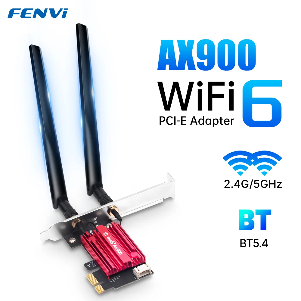 Fenvi AX900 WiFi 6 PCI-E Wireless-Adapter Bluetooth 5.4 Dual Band 2,4 G/5 GHz 900 Mbit/s WiFi6-Netzwerkkarte für Desktop-PC Win 10/11 Image