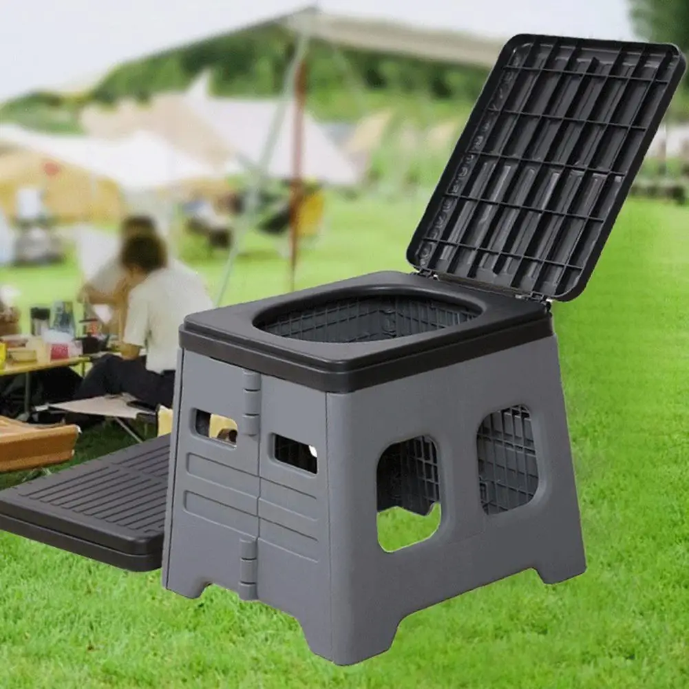 Faltbare tragbare Toilette mit Deckel, tragbare faltbare Autotoilette für Camping, Reisen, geruchshemmende Toilette, Bettpfanne für Outdoor-Wandern