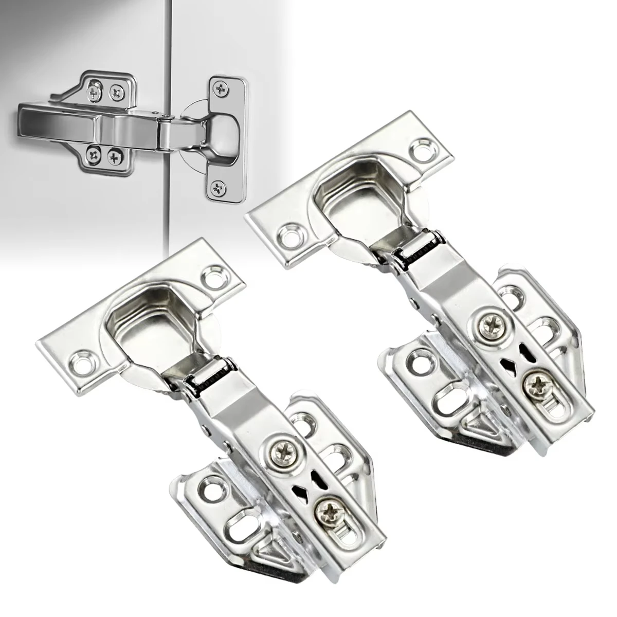 2PCS Hydraulische Scharnier Edelstahl Soft-Close Leise Dämpfer Puffer Hydraulische Scharnier Schrank Tür Schrank Möbel Hardware Image