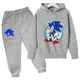 Sonic The Hedgehog Felpe con cappuccio Top + Pantaloni Set 2 pezzi Sonic Abiti Neonati maschi Set di abbigliamento Anime Compleanno Vestito Ragazzi Tuta Regalo