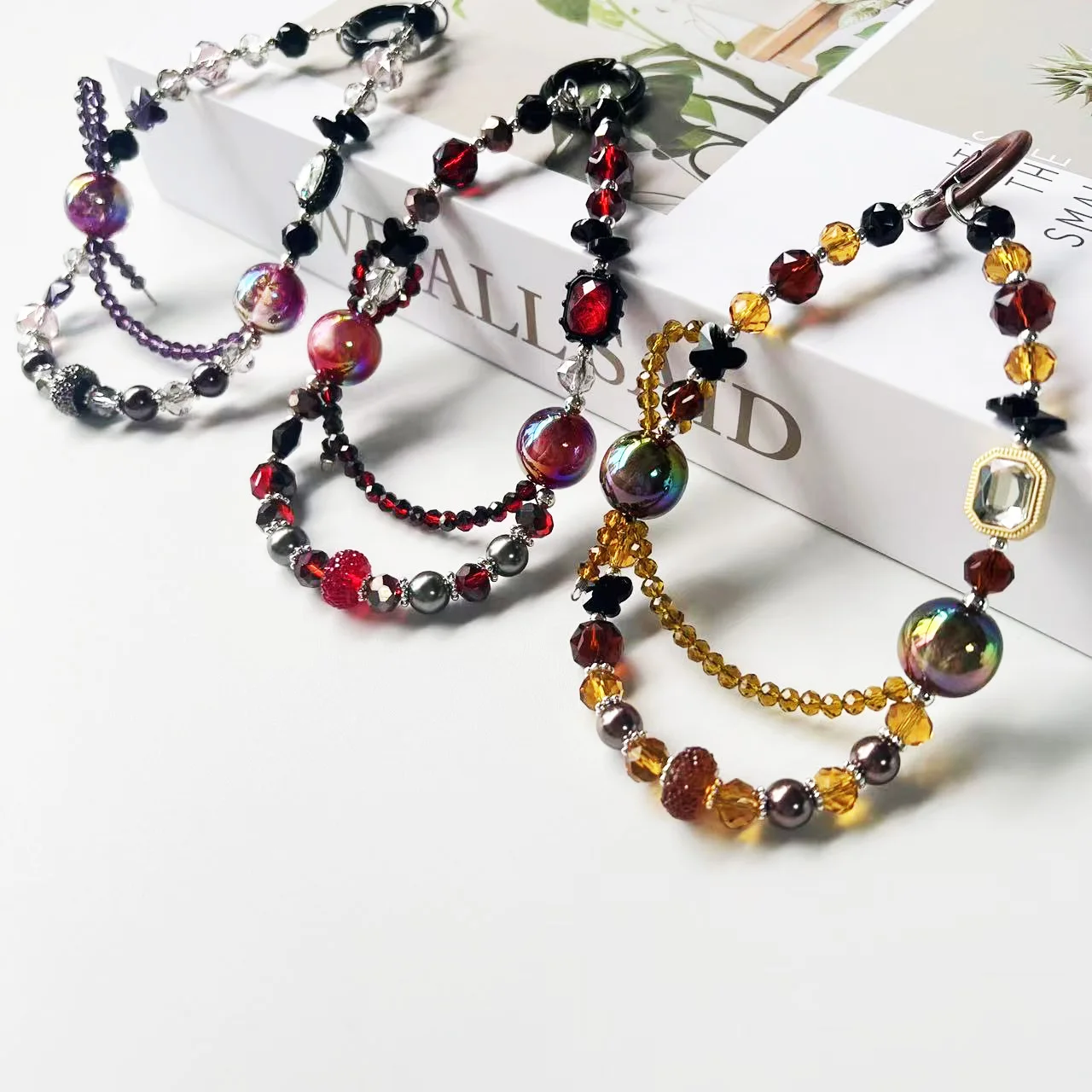 Luxus Kristall Handy Kette Riemen Schlüsselbund High-end-Handgemachte Wasser Tropfen Perlen Handgelenk Kette Hängenden Seil Anhänger Schmuck Image