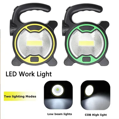 Battery Powered Portable COB LED Work Light Handheld Lantern Flashlight Outdoor Tent Camping Lights with Handle -Without Battery