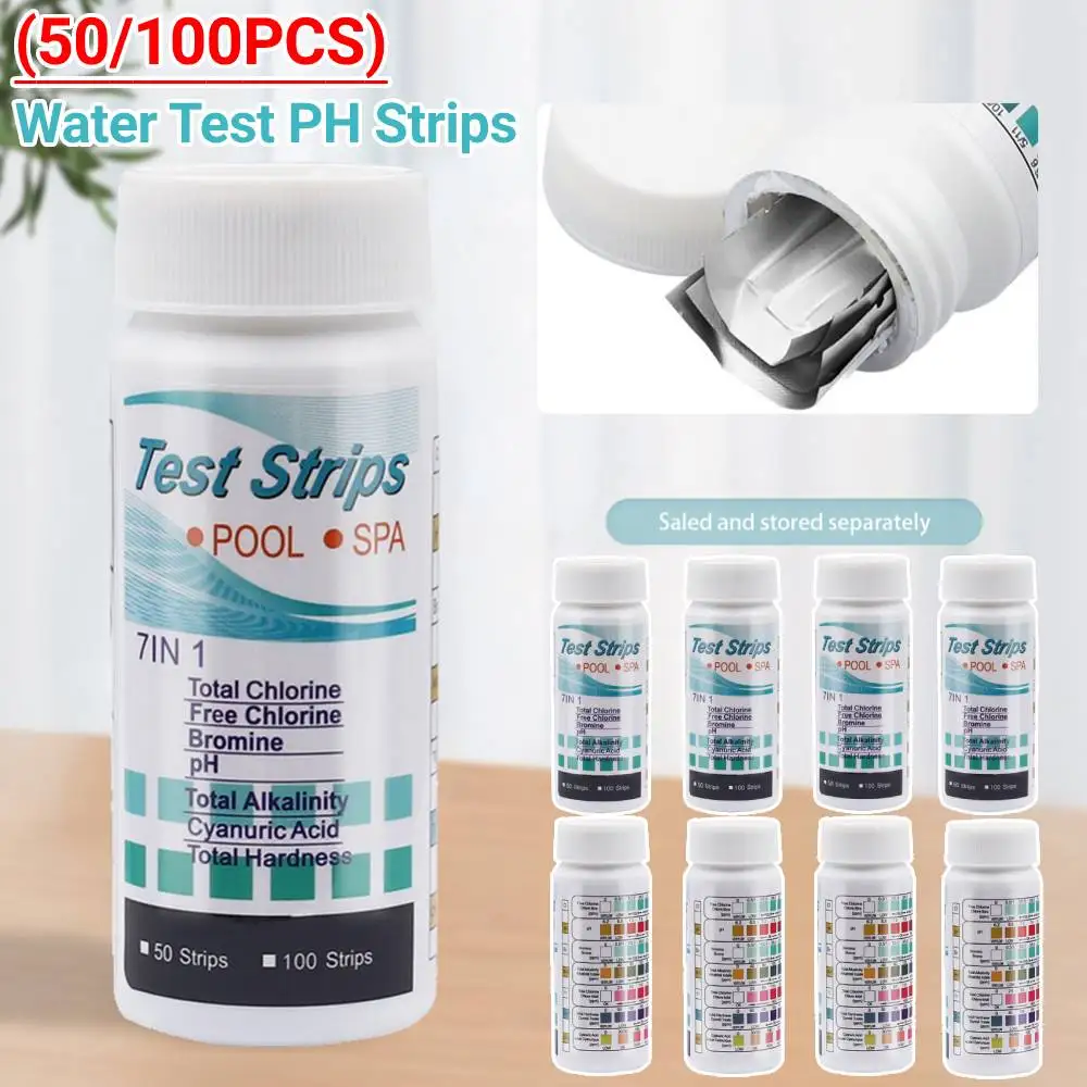 Wasserqualitätsprüfstreifen Aquarium Wassertest PH-Streifen Restchlorwert Alkalität Härteprüfgerät Poolzubehör Image