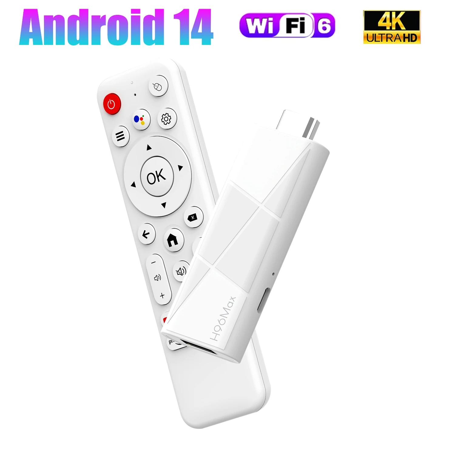 TV-Stick H96 MAX RK3518 Android 14 Smart TV Stick Quad Core BT 5.4 Wifi 6 Unterstützung 4K HDR Sprachfernbedienung Media Player TV-Stick Image