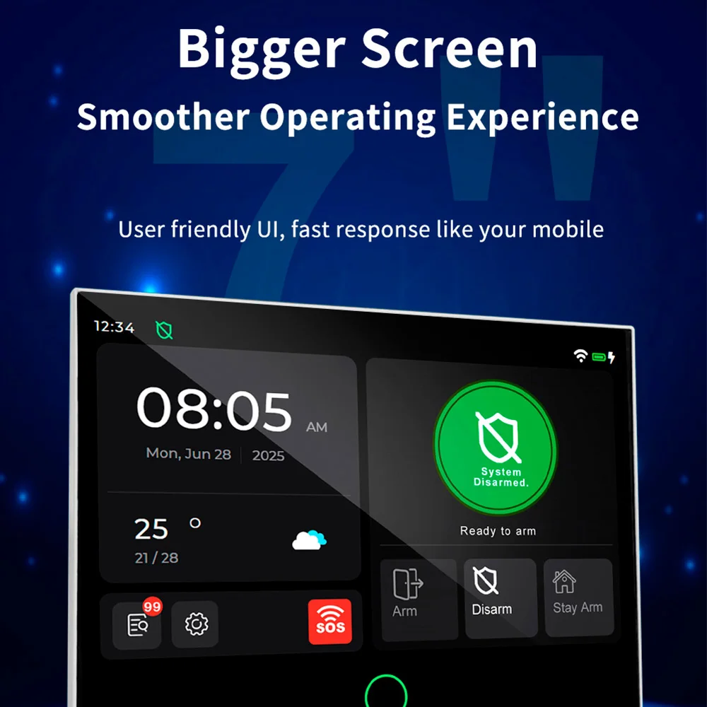 KERUI 4G+ WiFi-Hausalarmsystem mit 7-Zoll-Touchscreen, Tuya Smart Complete Systems mit App/SMS/Telefonanruf-Einbruchalarm Image