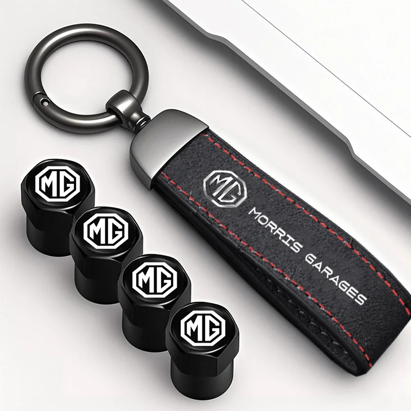Auto Pneumatico Valvola Della Ruota Tappi di Copertura Della Pelle Scamosciata Auto Portachiavi Anello Portachiavi Per MG ZS 5 7 6 Cyberster MG4 EV ES5 HS ONE GT GS MG3 EZS 3SW