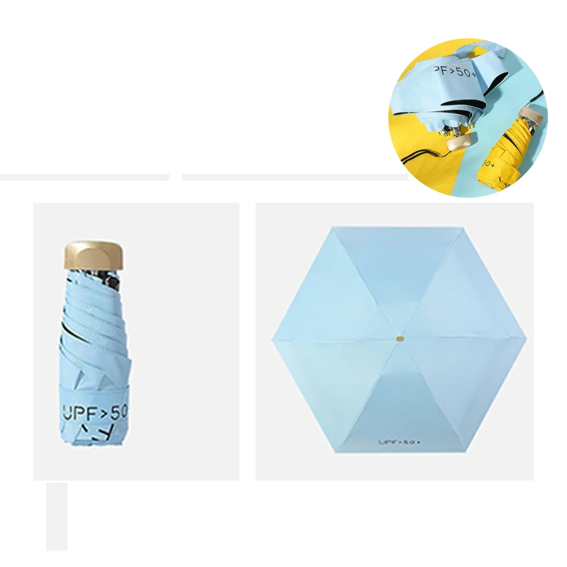 Tragbarer Mini-Sonnenschirm mit UV-Schutz, Taschenschirm, faltbarer Regenschirm mit wasserdichter Beschichtung, Regen- und Sonnenschutz Image