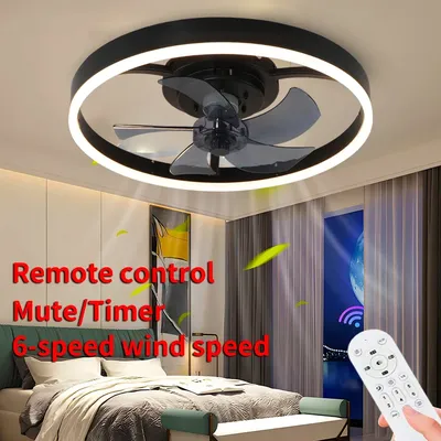 Intelligent Silent Modern Ceiling Fan with Lights and Remote 6-speed, Embedded Kitchen, Bedroom, and Living Room Home Fans