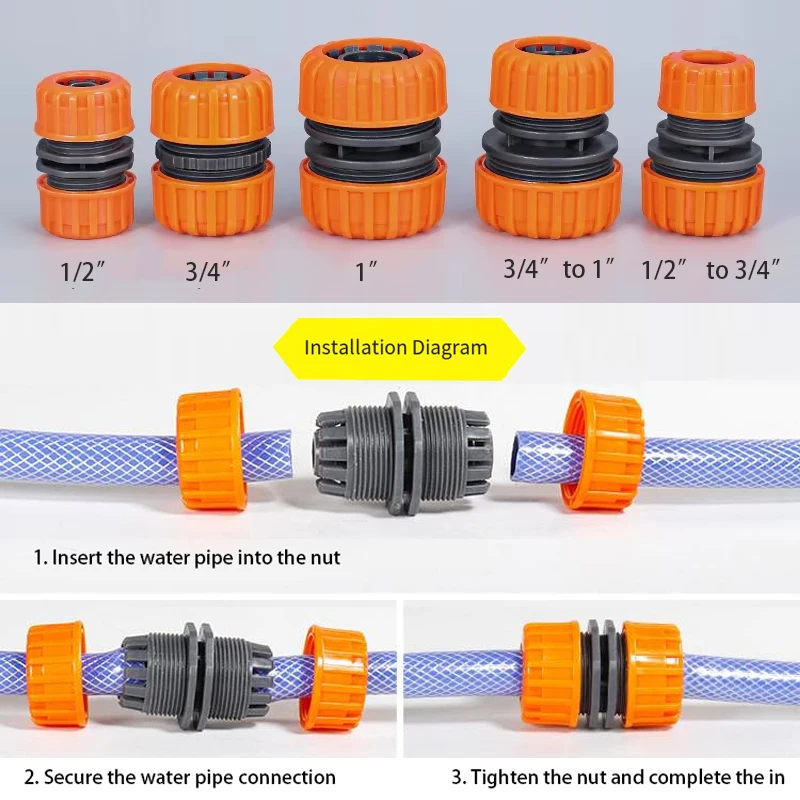 3PCS 1/2 "3/4'' 1 "Wasser Schlauch Anschluss Garten Bewässerung Bewässerung Schlauch Anschluss Kupplung Reparatur Extender joint Adapter Set Image