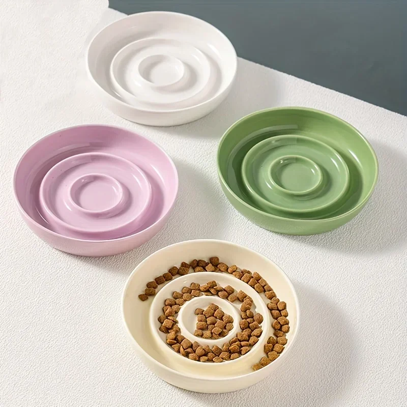Nouveau Bol de nourriture lente en céramique pour chat Anti-étouffement bol de nourriture pour petit chien fourniture pour animaux de compagnie