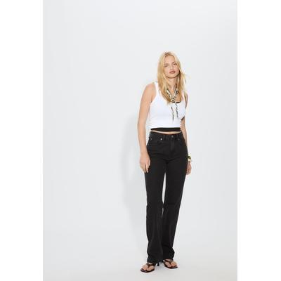 Stradivarius D98 Straight-leg jeans BLACK DENIM WASHED EFFECT 4