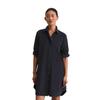 Hemdblusenkleid MARC O'POLO "aus Feincord", Damen, Gr. 32, Normalgrößen, blau (deep night blau), Obermaterial: 78% Baumwolle, 22% Lyocell, unifarben, relaxed fit knielang, Langarm Manschette, Kleider