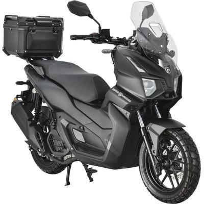 Motorroller ALPHA MOTORS "ADV X-treme 125 ccm EURO 5+ (mit/ohne Topcase)", schwarz (schwarz, schwarz), Motorroller & Mofas, mit Topcase, 90 km/h, B:75cm H:130cm L:197cm