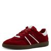 Plateausneaker TAMARIS, Damen, Gr. 38, rot (merlot), Lederimitat, Veloursleder, unifarben mit Farbeinsatz, sportlich, Schuhe, Freizeitschuh, Halbschuh, Schnürschuh mit gepolstertem Schaftrand