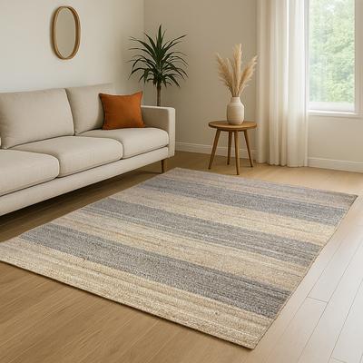 Teppich "Natural Bengal", natur,taupe,grau, B:60cm H:10mm L:90cm, Jute, MYFLAIR MÖBEL & ACCESSOIRES, Teppiche, Juteteppich, Wendeteppich, handgeflochten, gestreift, auch als Läufer Image