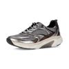 Keilsneaker GABOR ROLLINGSOFT, Damen, Gr. 42, silberfarben, beraun, Textil, Kalbsleder, metallic, sportlich, Schuhe, Freizeitschuh, Halbschuh, Schnürschuh mit herausnehmbarem Fußbett
