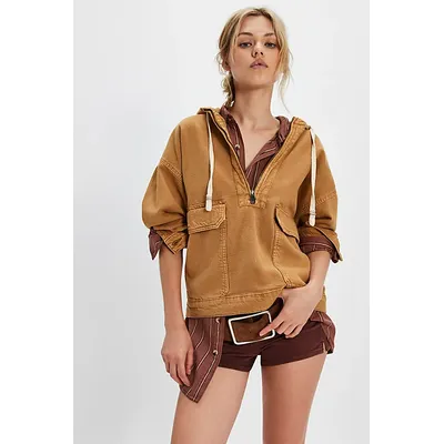 We The Free Casey Canvas Pullover at Free People in Hot Honey, Size: Medium