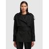 Trenchcoat KHUJO "ELINA", Damen, Gr. L, schwarz, 68% Polyester, 32% Viskose, unifarben, casual, loose fit hüftlang, Langarm Raglanärmel,mit Riegel,mit Knöpfen gerader Abschluss, Mäntel