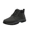 Schnürboots RIEKER, Herren, Gr. 45, schwarz (dunkelgrau, schwarz), Nubukleder, sportlich, Schuhe, Stiefelette, Casual Boots mit Schaftrandpolsterung, TEX-Membran