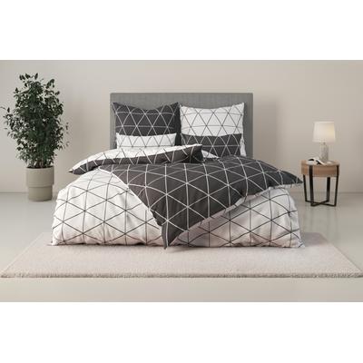 Bettwäsche ANDAS "Balsby", grau (anthrazit, grau), B/L: 155cm x 220cm, , Renforcé, B/L: 80cm x 80cm, Renforcu00e9, Obermaterial: 100% Baumwolle, Bettwäsche, in Gr. 135x200 oder 155x220 cm, 100% Baumwolle Image
