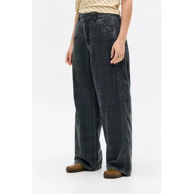 BDG Moody Check Baggy Trousers - Green M at Urban Outfitters