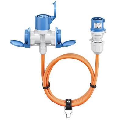 goobay Camping Adapterleitung 1.5 m IP44 CEE-Stecker CEE-Buchse orange