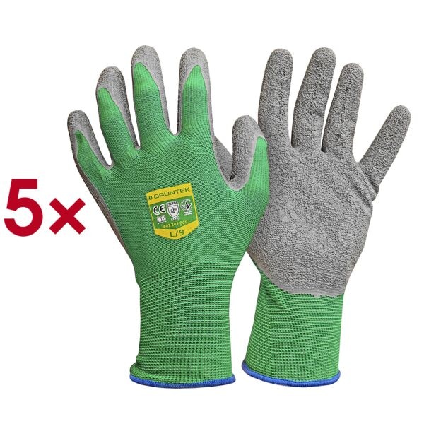 GRÜNTEK Gartenhandschuhe Größe 9 5 Paar grün