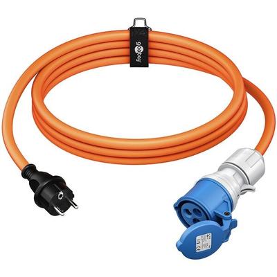 goobay Camping Adapterleitung 1.5 m IP44 Schukostecker CEE-Buchse orange