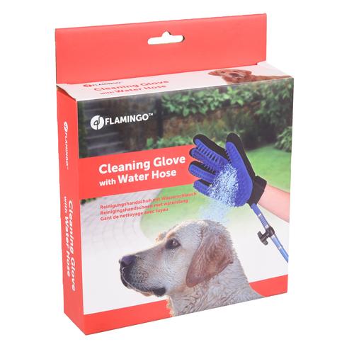 Gant de soin du pelage avec tuyau inclus de FLAMINGO, env. L 22 x l 22 x h 2 cm, pour chien