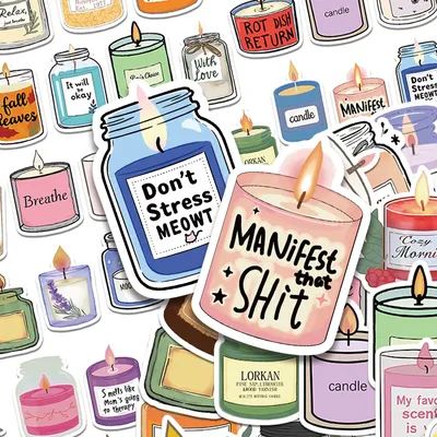 50 stücke Kerze Aromatherapie Aufkleber Aufkleber Für Telefon Laptop Sammelalbum Koffer DIY Ästhetische Wasserdichte Aufkleber Kreative Geschenke Image