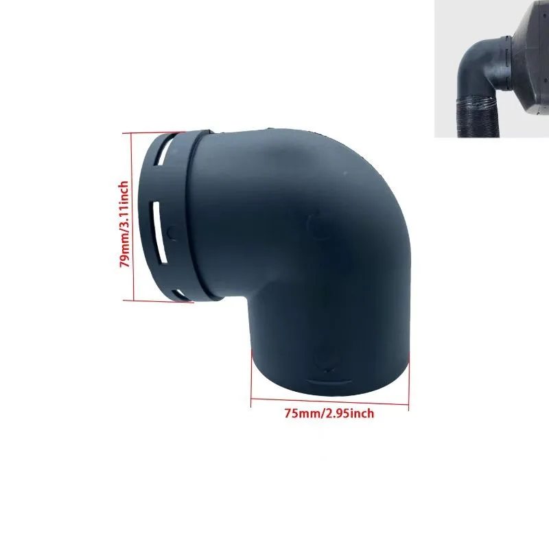75 mm Standheizung, Warmluft, Rohr, Winkelstück, Auslassanschluss, schwarzer Kunststoff, Ersatzzubehör für Auto, LKW, VAN, Wohnmobil Image