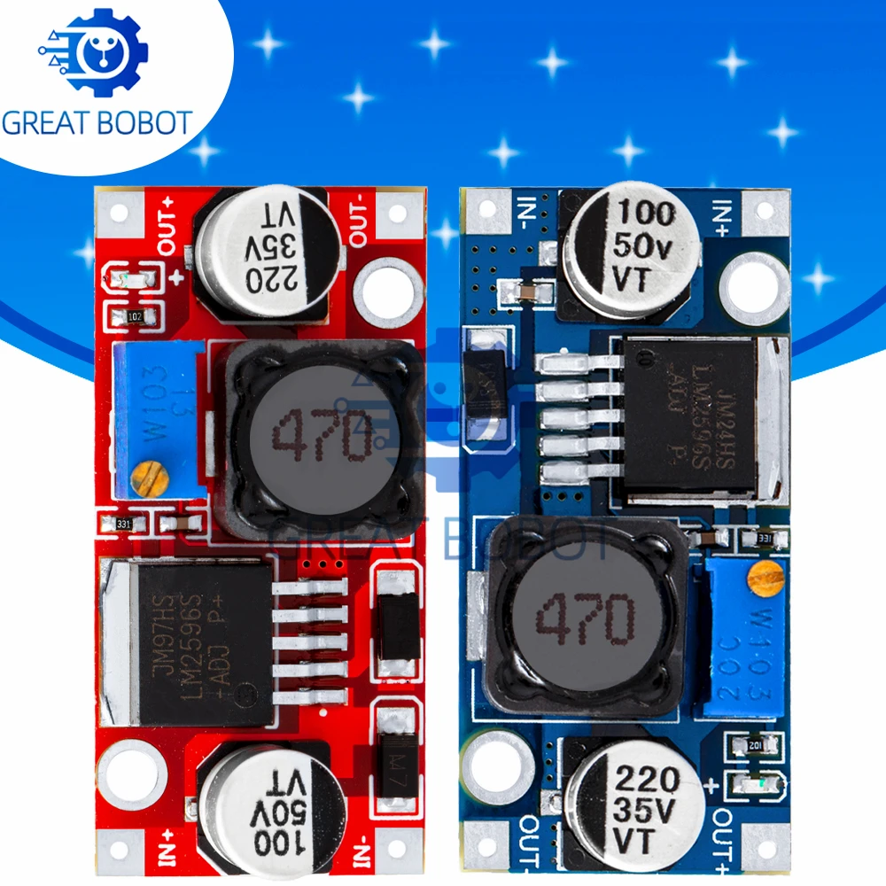 BS Ultra – kleines LM2596-Stromversorgungsmodul – DC – DC BUCK, 3 A einstellbar, Ultra – LM2596S – 24 V bis 12 V/5 V/3 V Umschaltung Image