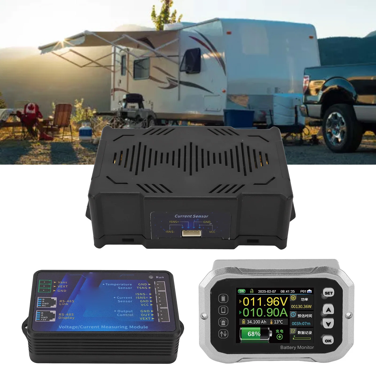 600A Smart Battery Monitor Smart Battery Monitor 600A RV Autobatterietester 2,4 Zoll LED-Anzeige für Wartung RV Batteriemonitor Image