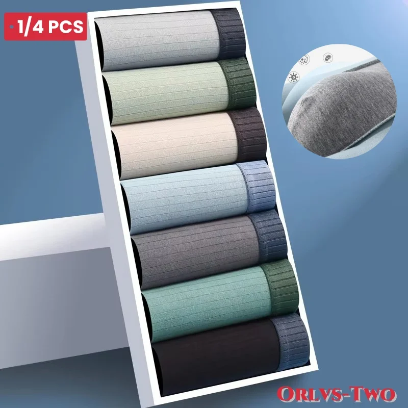 1/4 Teile/satz Hohe Qualität Baumwolle männer Unterwäsche Antibakterielle Boxer Shorts Elastische Atmungsaktive Männer Unterhose Weiche Männliche Kurze Image
