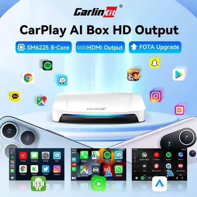 2025 New CarlinKit Android 13 CarPlay AI Box HDMI Wireless CarPlay Android Auto TV Video Box Qualcomm SM6225 8-Core Split Screen