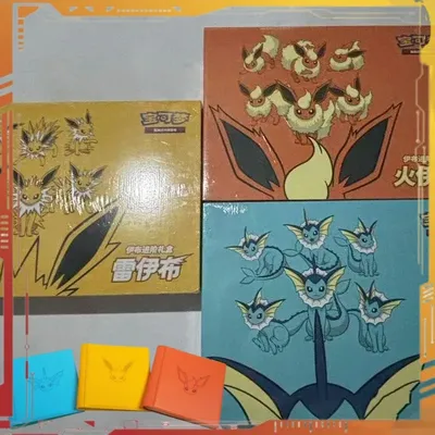 Genuine PTCG Trading Card Chinese Eevee Evolution Advanced Gift Box Mine Eevee Fire Eevee Water Eevee Collectible Card Gift