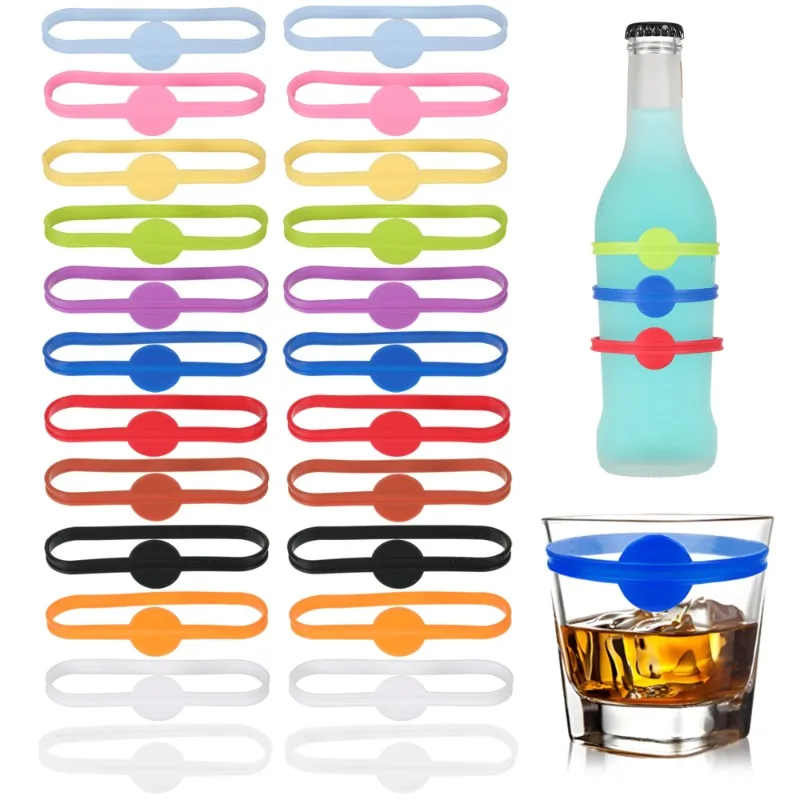 Silikon Wein Tasse Glas Marker Party Becher Wein Trinkbecher Kennzeichnung Tags Für Home Bar Küche Werkzeug Zubehör Image