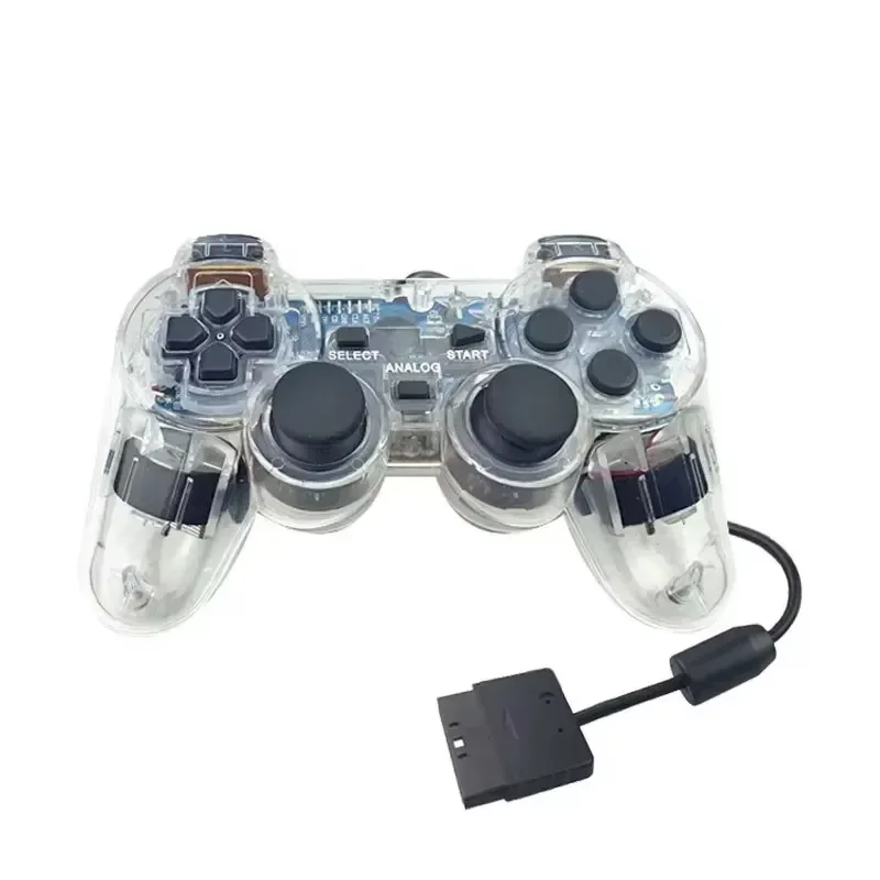 PS2 Controller Gamepad Griff Transparent Verkabelt für PS2 Konsole Griff Remote Gaming Controller Joystick für PS2 Manette Joypad