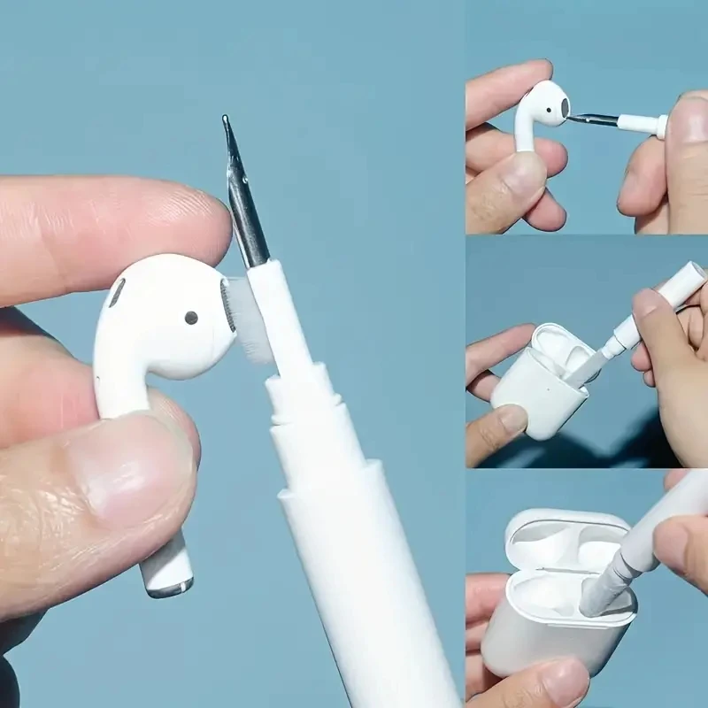 1 spazzola per la pulizia degli auricolari per airpods e airpods Pro 1,2, spazzola per la pulizia del kit di pulizia della copertura degli auricolari wireless 3 in 1 portatile