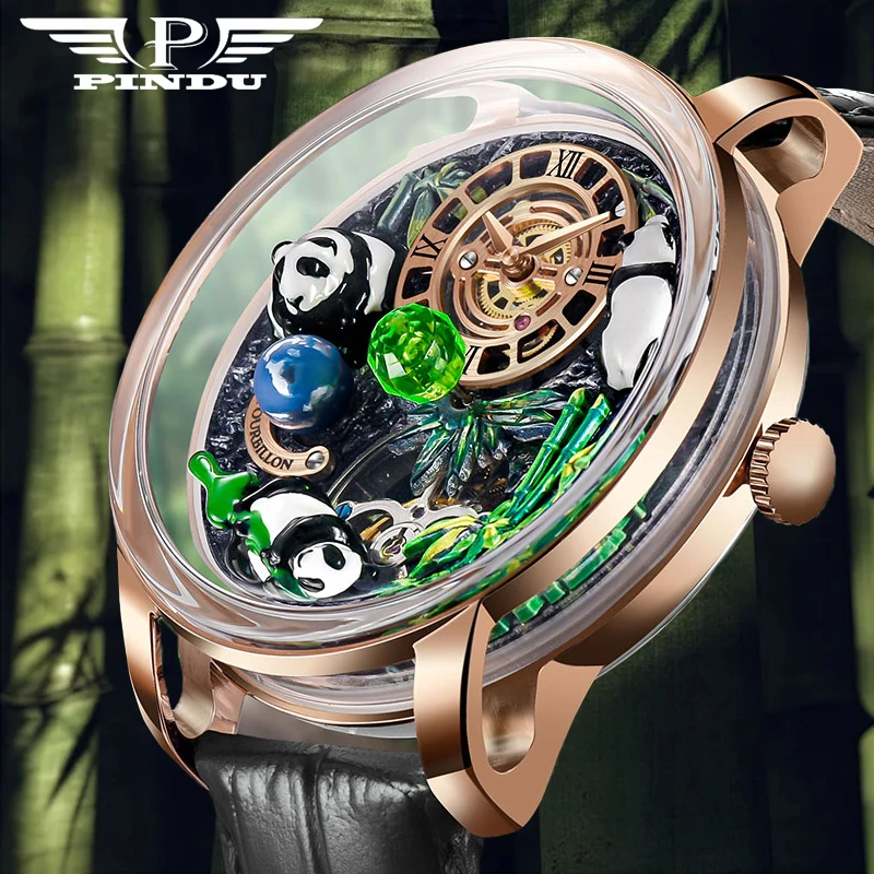 2025 NEUE PINDU panda Serie Mechanische Uhr Männer Japan NH35 Bewegung Saphir Spiegel Wasserdicht mode Automatische maschinen Uhr Image