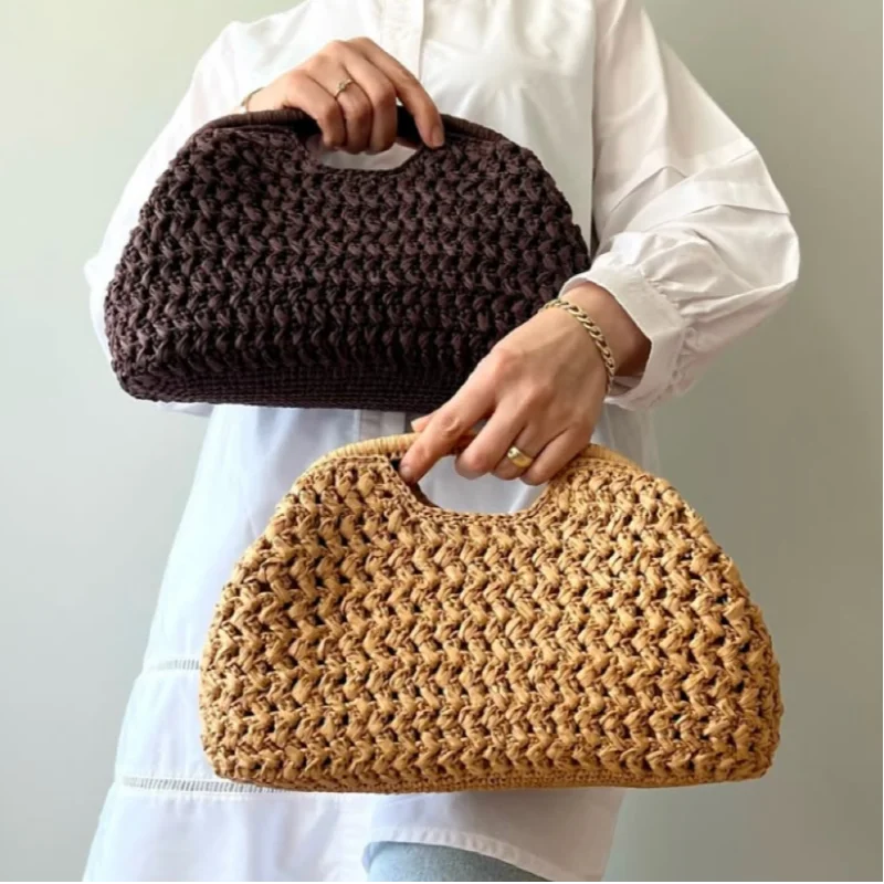 Marke Stroh Kupplung Clip Tasche Mode High-end-Luxus Bankett Geldbörse Sommer Neue Urlaub Am Meer Reise Vielseitige Hand-gewebte Tasche Image