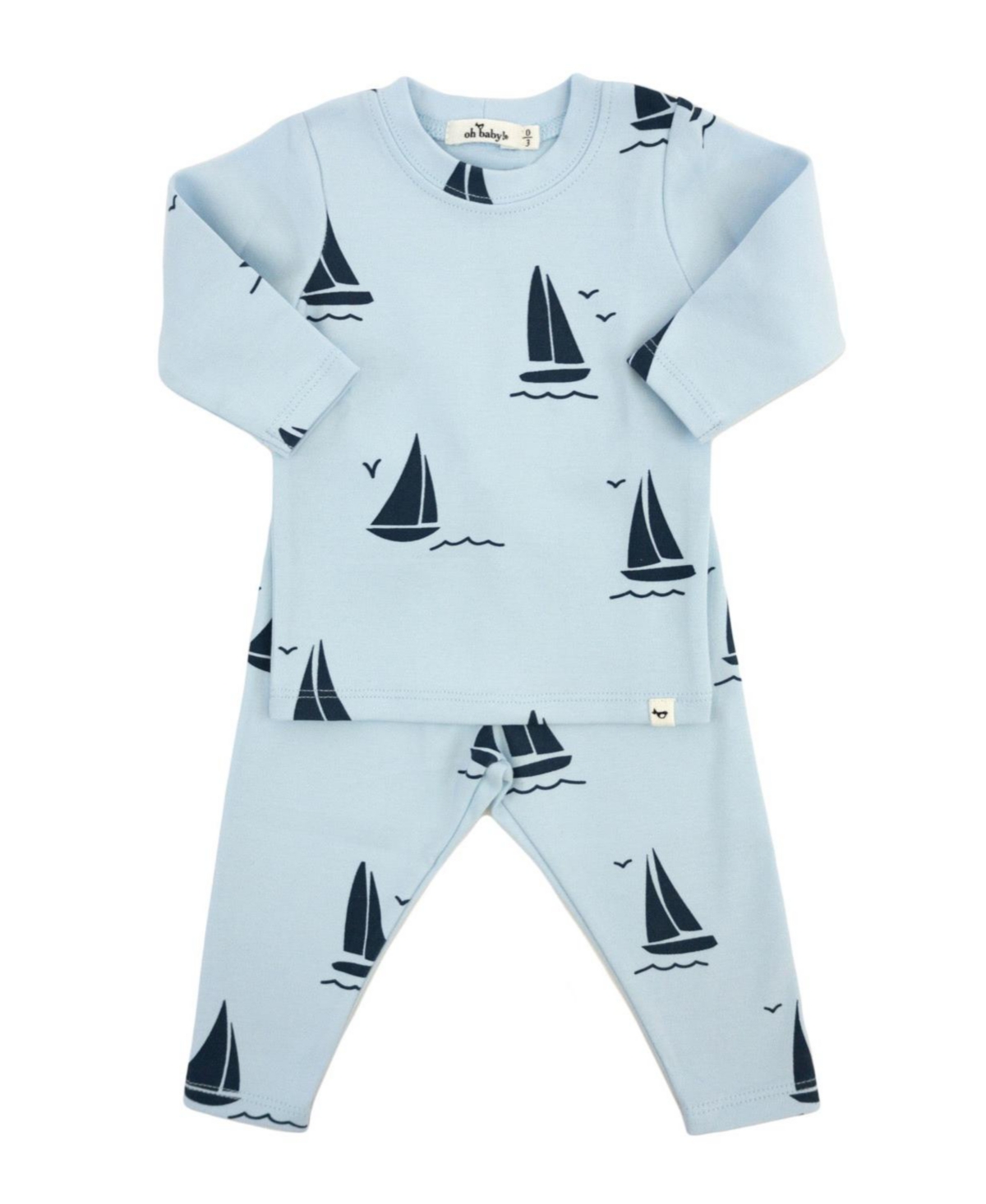 oh baby! Boys' Denim Sailboat Print 2-Piece Set - Baby - Sky Blue