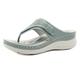YUTUGTSJ Women Summer Solid Color Slip On Casual Open Toe Wedges Soft Bottom Breathable Slippers(Green,6 UK)