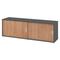 bümö Lowboard Schiebetürenschrank in Graphit/Nussbaum - Büromöbel Sideboard aus Holz, 160 cm breit, Büroschrank nur 40 cm schmal, Büro Schrank mit