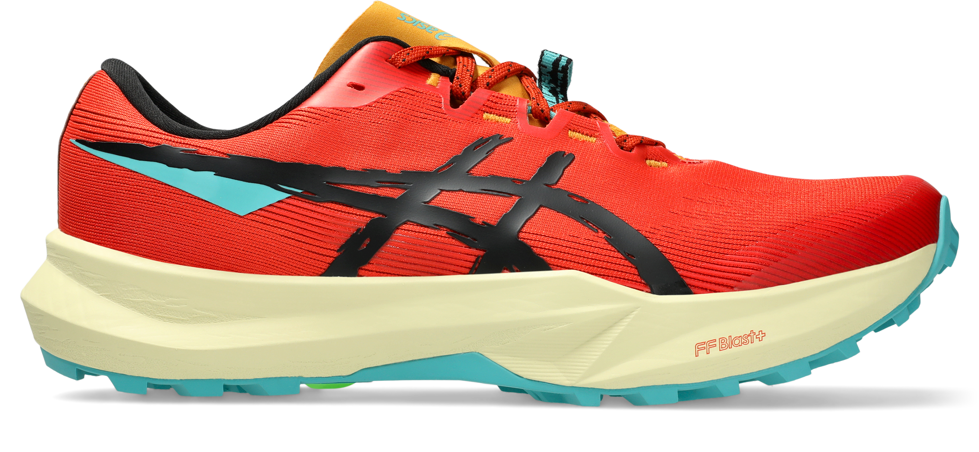 Trailrunningschuh ASICS "FUJI LITE 6", Gr. 44, schwarz (rot clay, schwarz), Textil, Schuhe, leichter Trailrunningschuhe