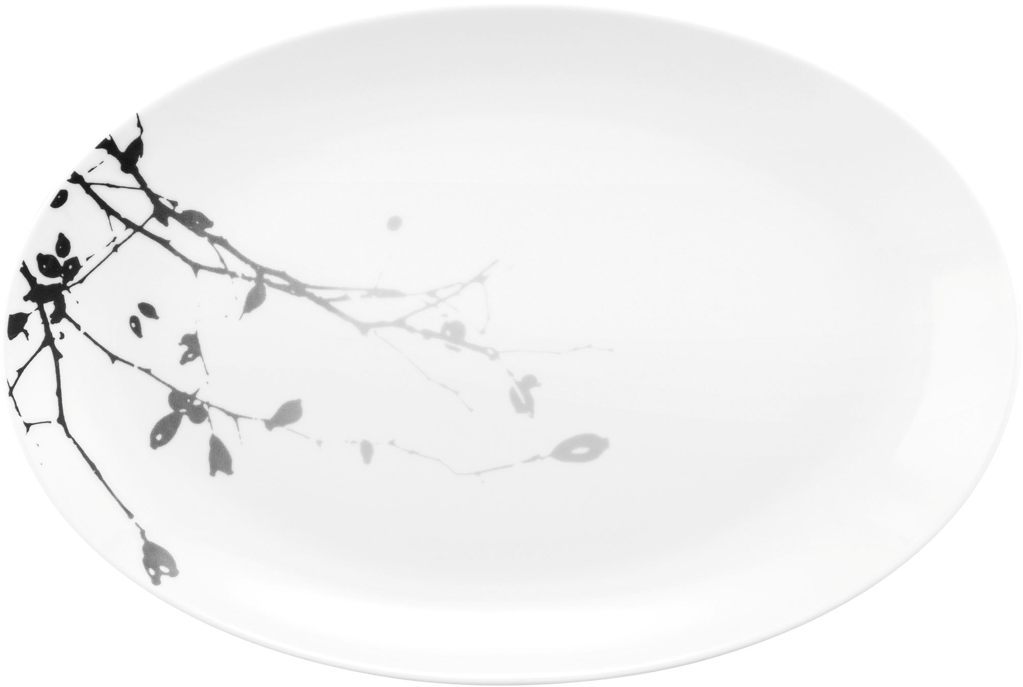 Servierplatte SELTMANN WEIDEN "Liberty", weiß, schwarz rose hip, B:21,1cm H:2,9cm L:31,3cm T:21,1cm, Porzellan, Servierplatten, Servierplatte, Platte oval