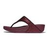 Zehentrenner FITFLOP "LULU CRINKLED SHIMMER", Damen, Gr. 38, lila (pflaume), Synthetik, Textil, Glitzer, modisch, Schuhe, Slides, Badeschuh mit Glitter